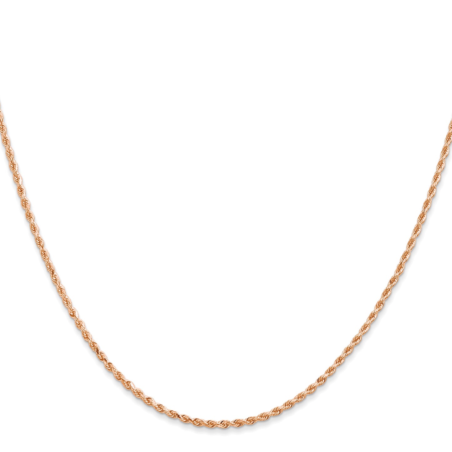 14K Rose Gold 24 inch 1.5mm Diamond-cut Rope with Lobster Clasp Chain