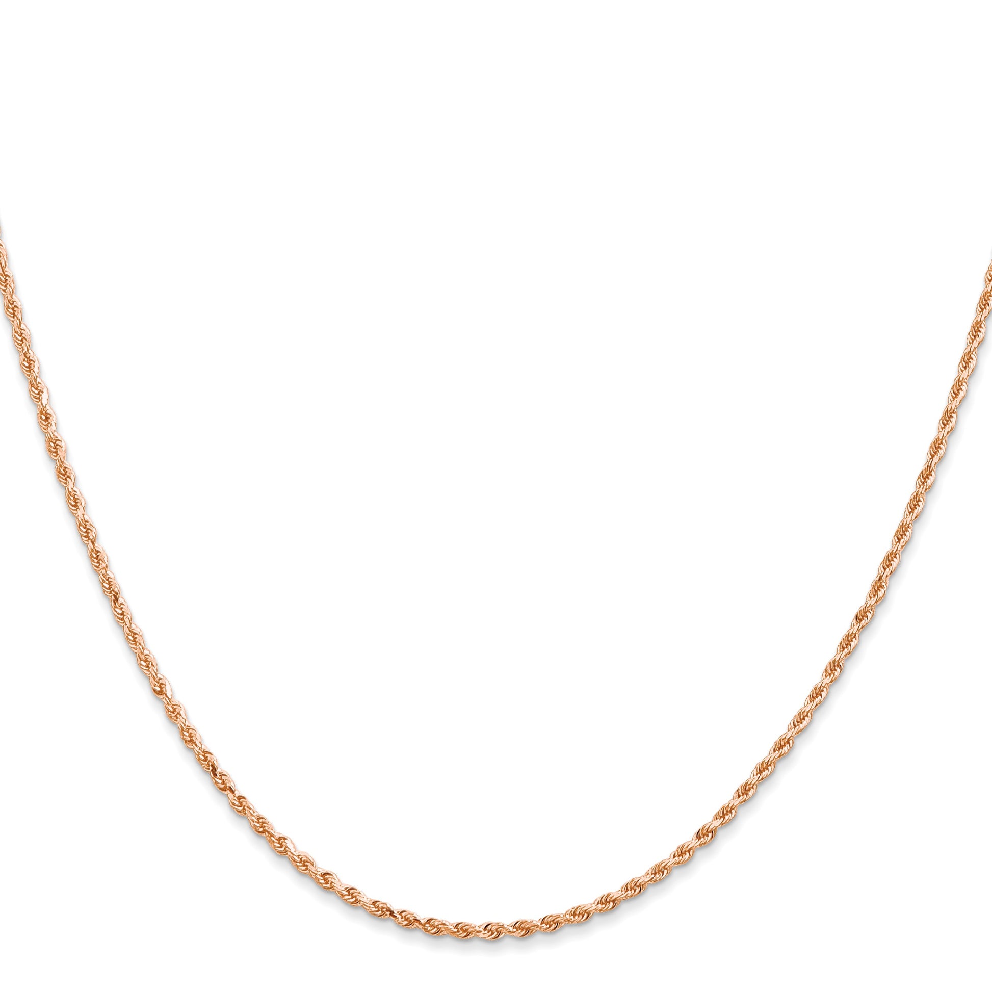 14K Rose Gold 24 inch 1.5mm Diamond-cut Rope with Lobster Clasp Chain