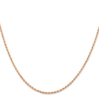 14K Rose Gold 24 inch 1.5mm Diamond-cut Rope with Lobster Clasp Chain