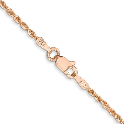 14K Rose Gold 24 inch 1.5mm Diamond-cut Rope with Lobster Clasp Chain