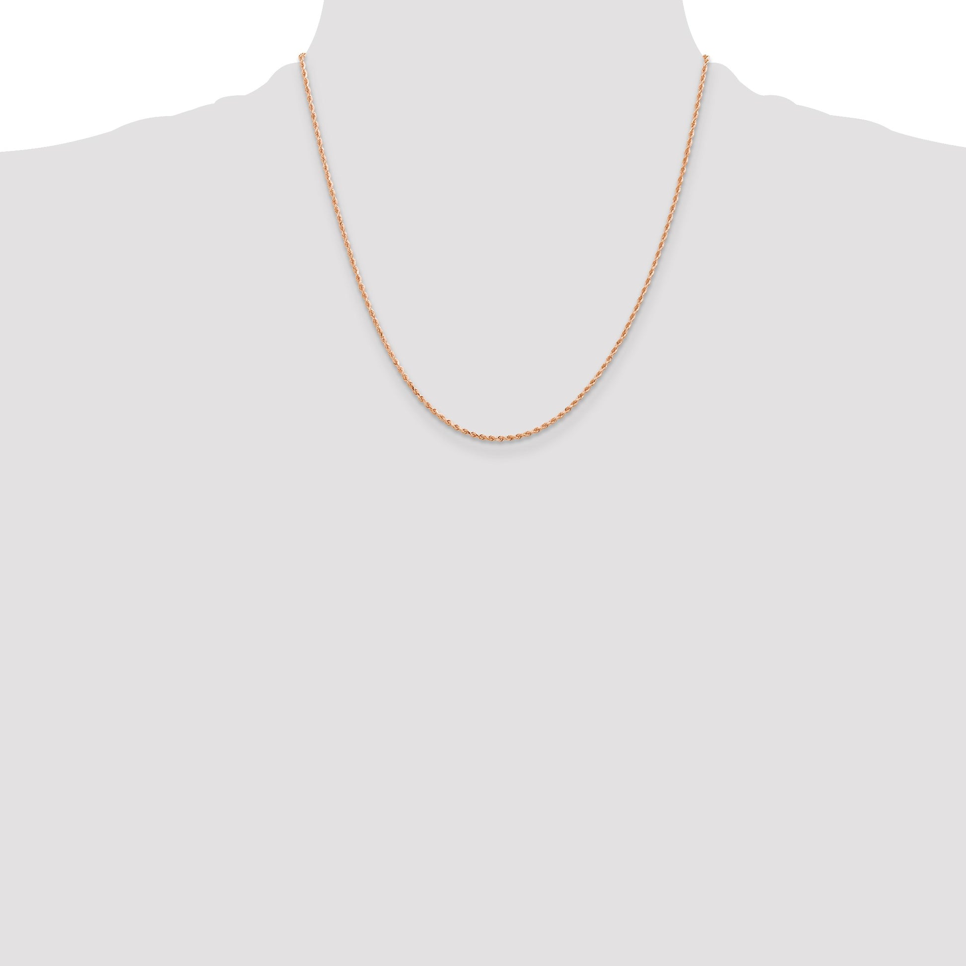 14K Rose Gold 20 inch 1.5mm Diamond-cut Rope with Lobster Clasp Chain
