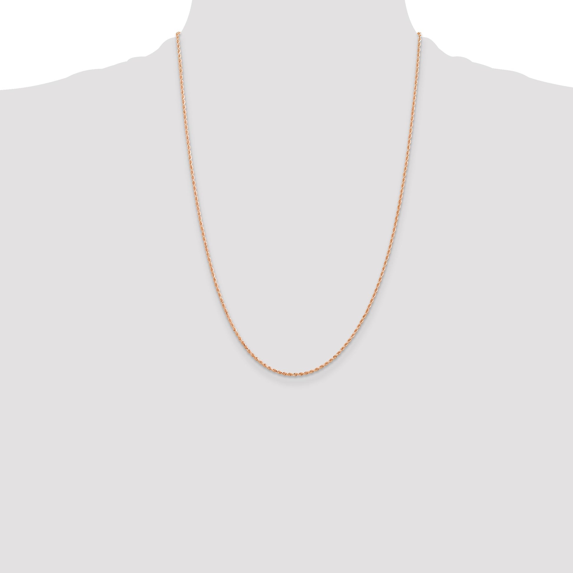 14K Rose Gold 24 inch 1.5mm Diamond-cut Rope with Lobster Clasp Chain