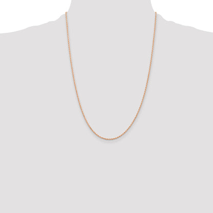 14K Rose Gold 24 inch 1.5mm Diamond-cut Rope with Lobster Clasp Chain