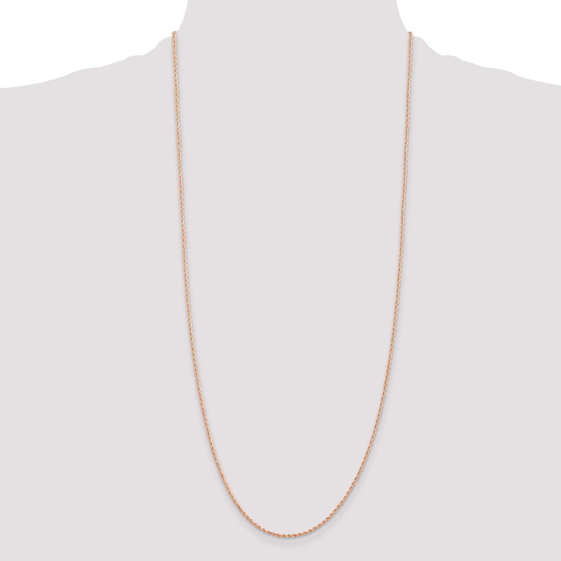 14K Rose Gold 30 inch 1.5mm Diamond-cut Rope with Lobster Clasp Chain