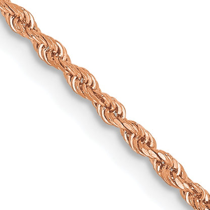 14K Rose Gold 24 inch 1.5mm Diamond-cut Rope with Lobster Clasp Chain