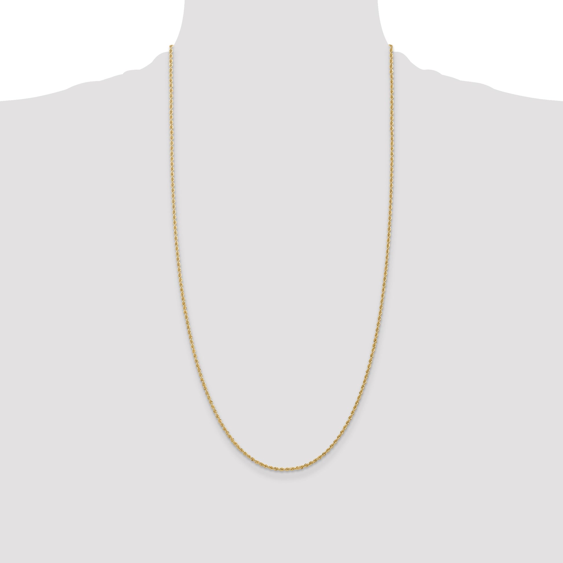 14K 28 inch 1.5mm Regular Rope with Lobster Clasp Chain