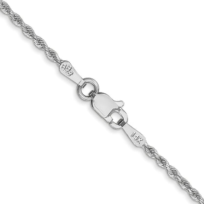 14K White Gold 24 inch 1.5mm Diamond-cut Rope with Lobster Clasp Chain