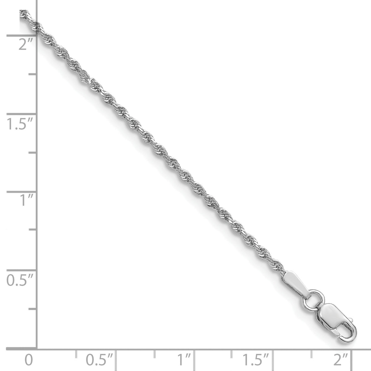 14K White Gold 20 inch 1.5mm Diamond-cut Rope with Lobster Clasp Chain