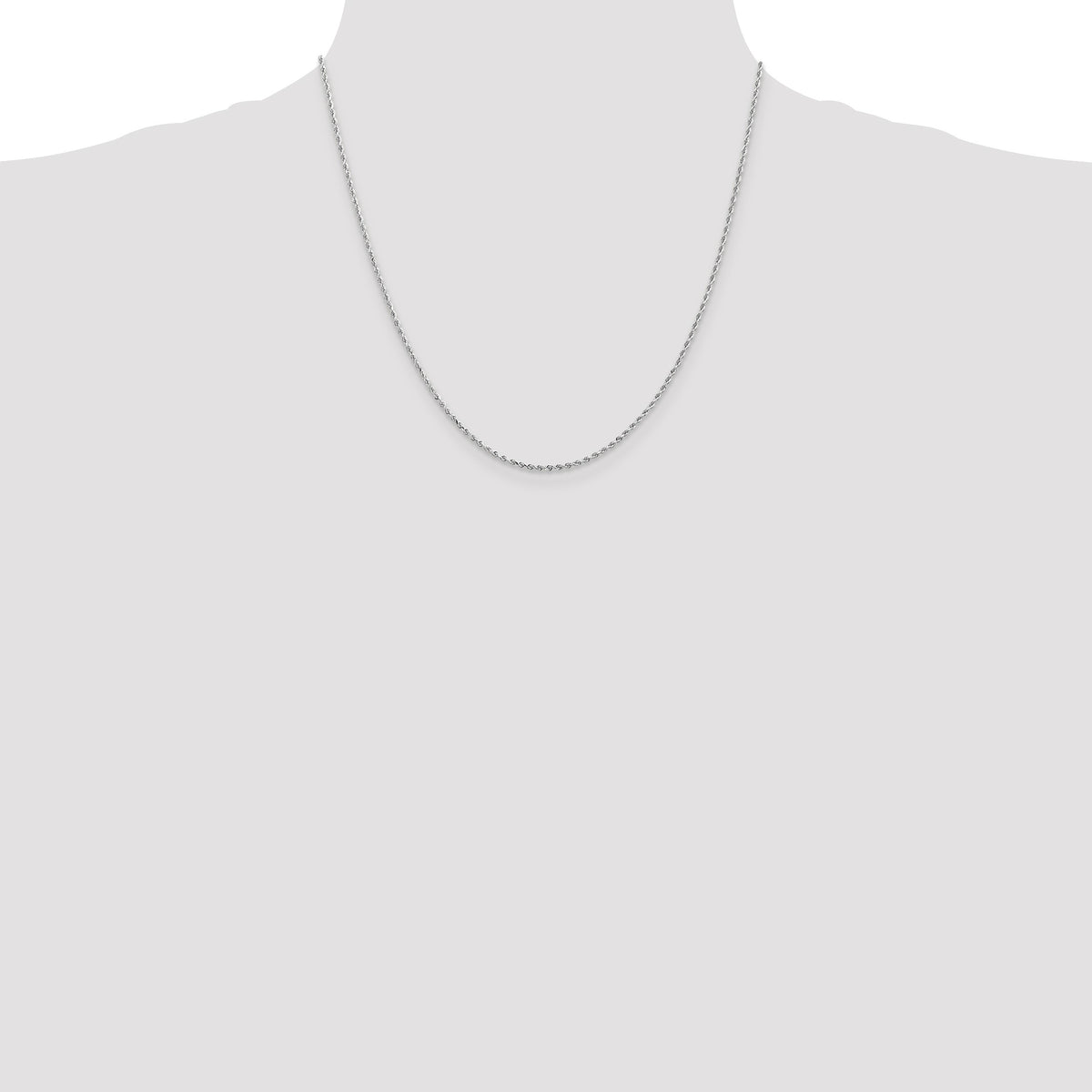 14K White Gold 20 inch 1.5mm Diamond-cut Rope with Lobster Clasp Chain