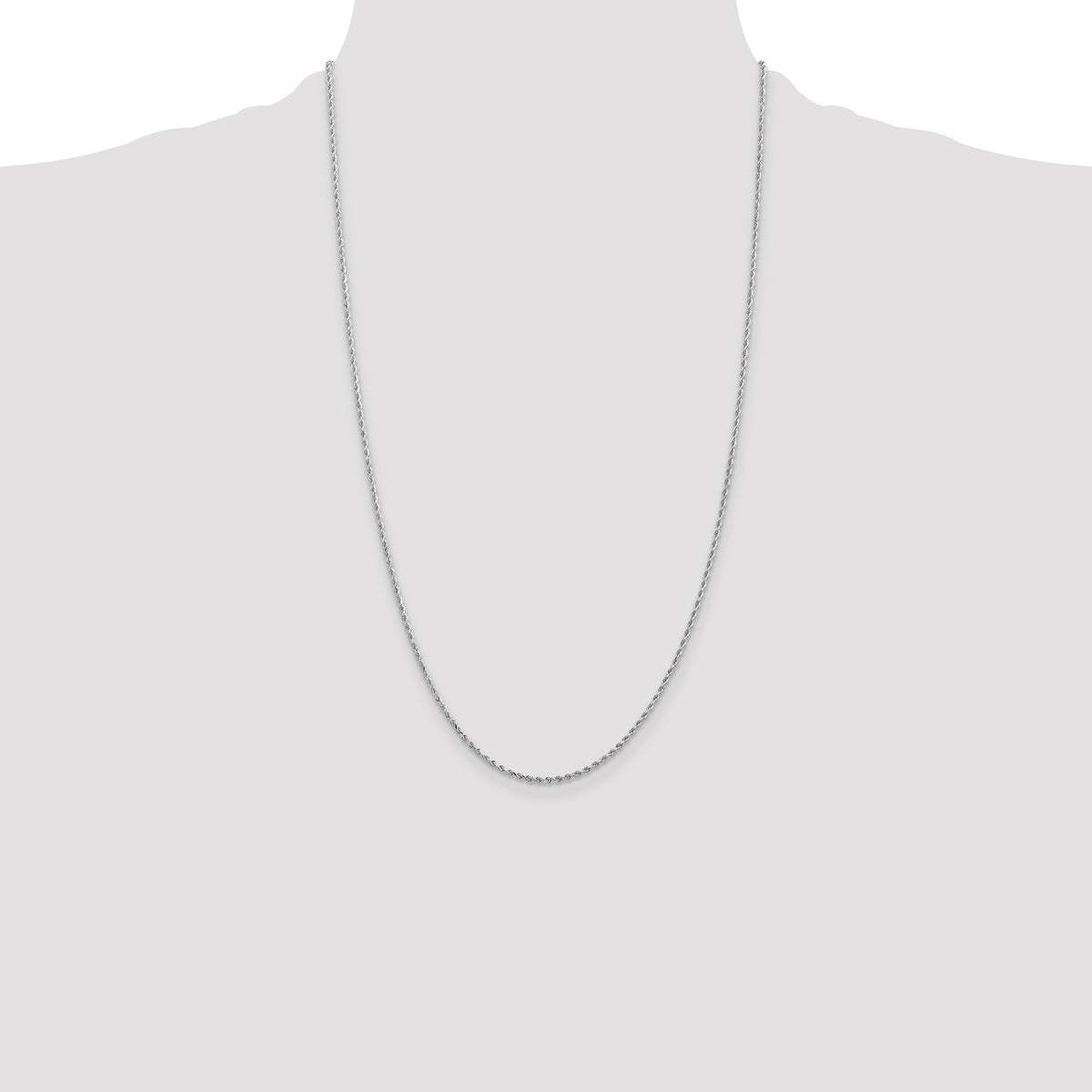 14K White Gold 26 inch 1.5mm Diamond-cut Rope with Lobster Clasp Chain