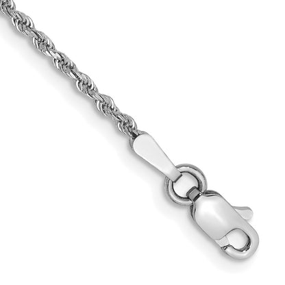 14K White Gold 10 inch 1.5mm Diamond-cut Rope with Lobster Clasp Anklet