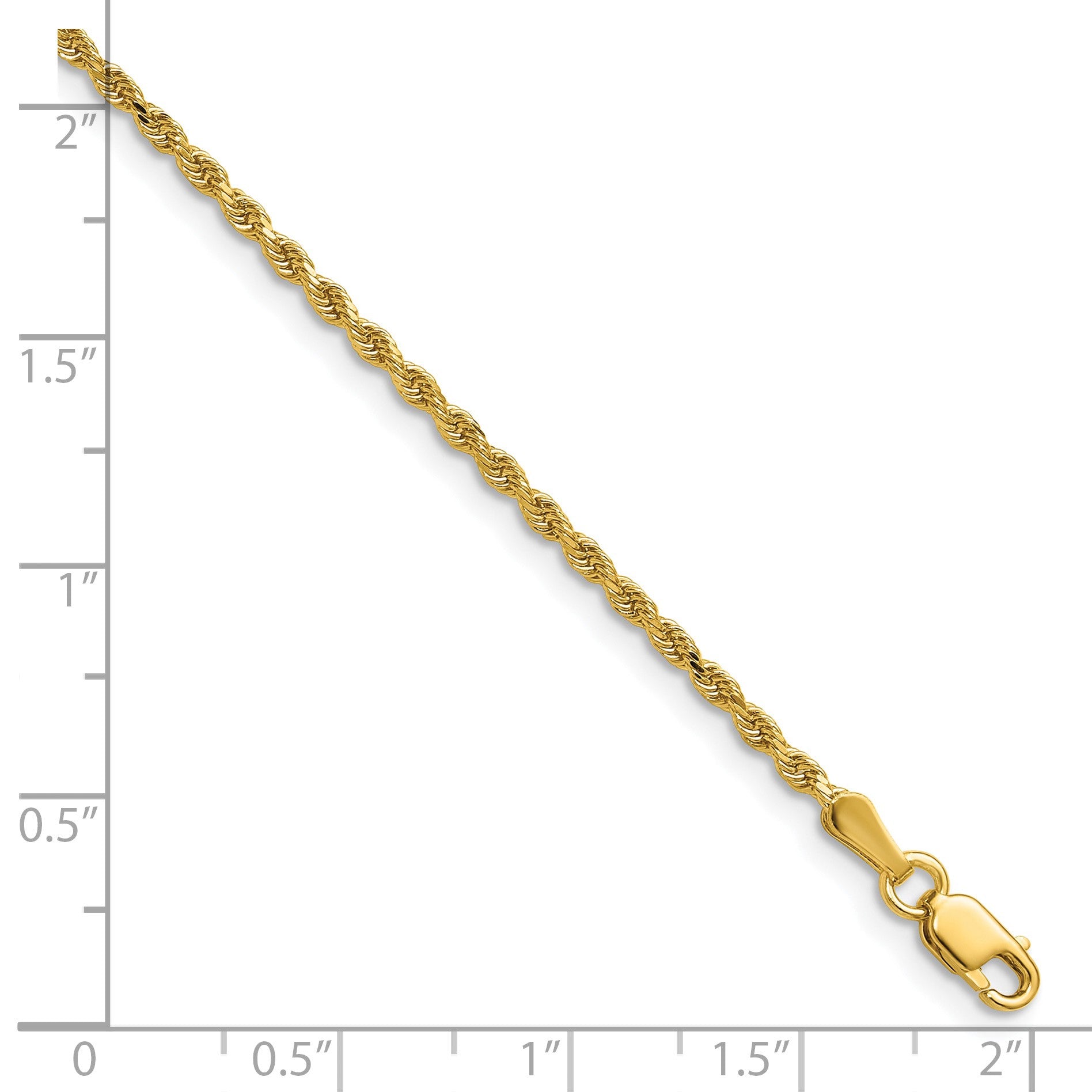 14K 22 inch 1.75mm Diamond-cut Rope with Lobster Clasp Chain