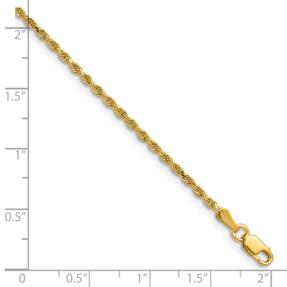 14K 22 inch 1.75mm Diamond-cut Rope with Lobster Clasp Chain