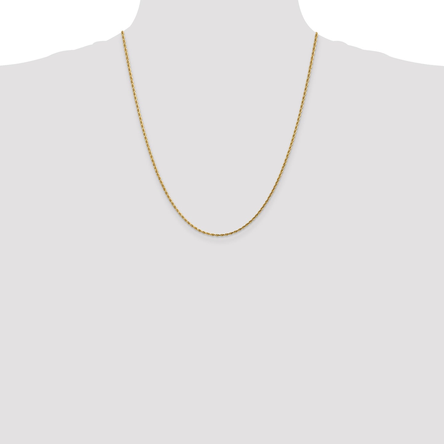 14K 22 inch 1.75mm Diamond-cut Rope with Lobster Clasp Chain