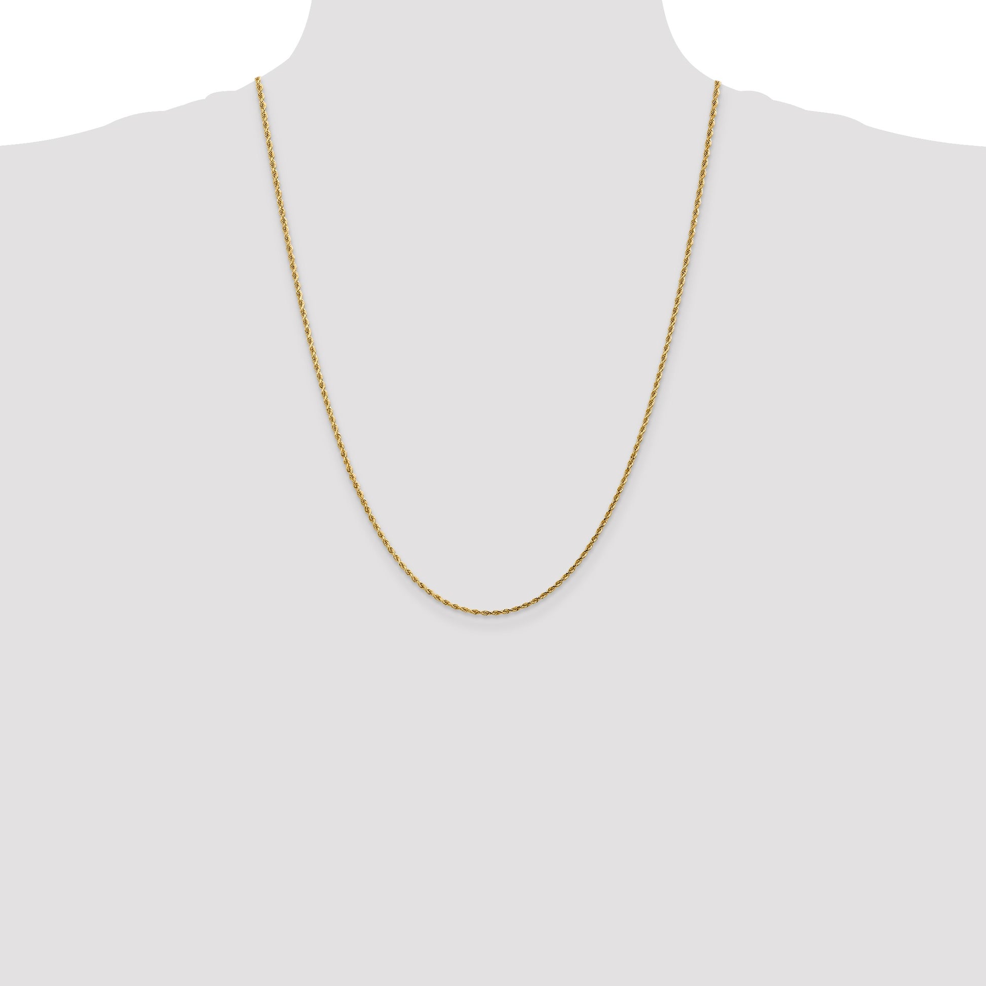 14K 24 inch 1.75mm Diamond-cut Rope with Lobster Clasp Chain
