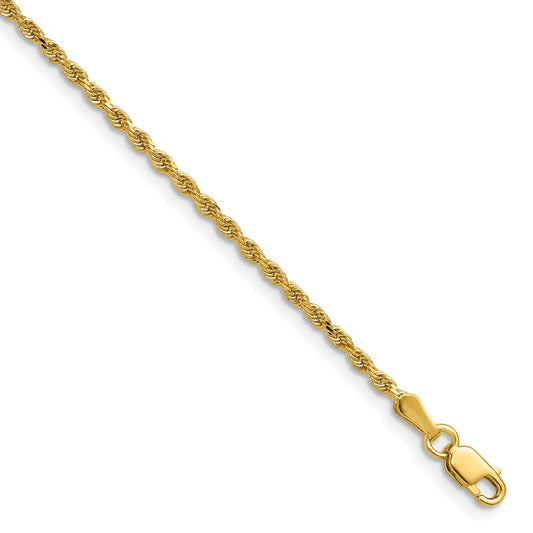 14K 18 inch 1.75mm Diamond-cut Rope with Lobster Clasp Chain