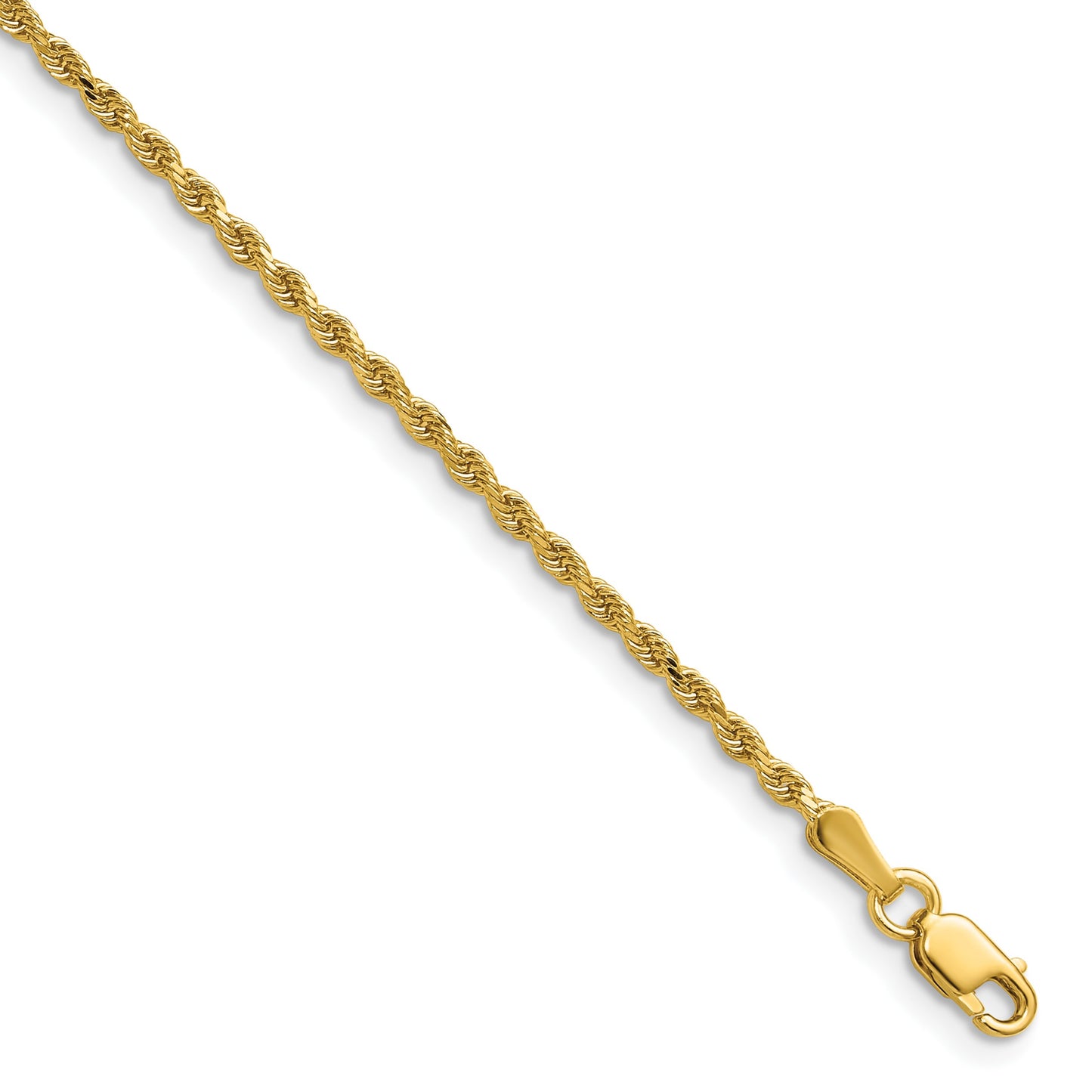 14K 22 inch 1.75mm Diamond-cut Rope with Lobster Clasp Chain