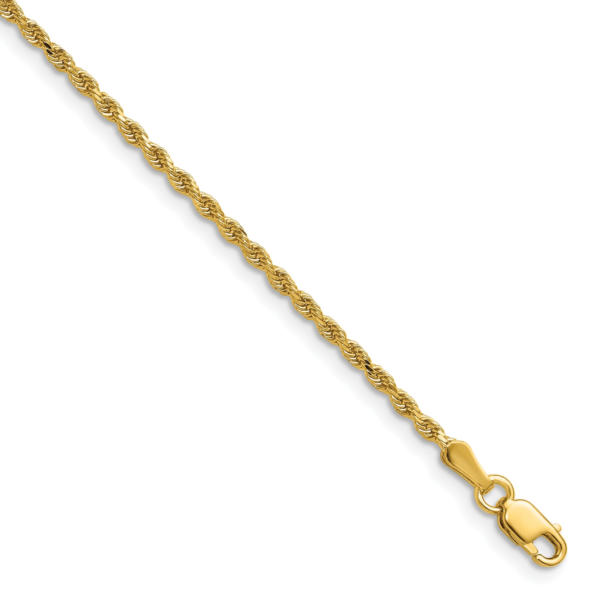 14K 22 inch 1.75mm Diamond-cut Rope with Lobster Clasp Chain