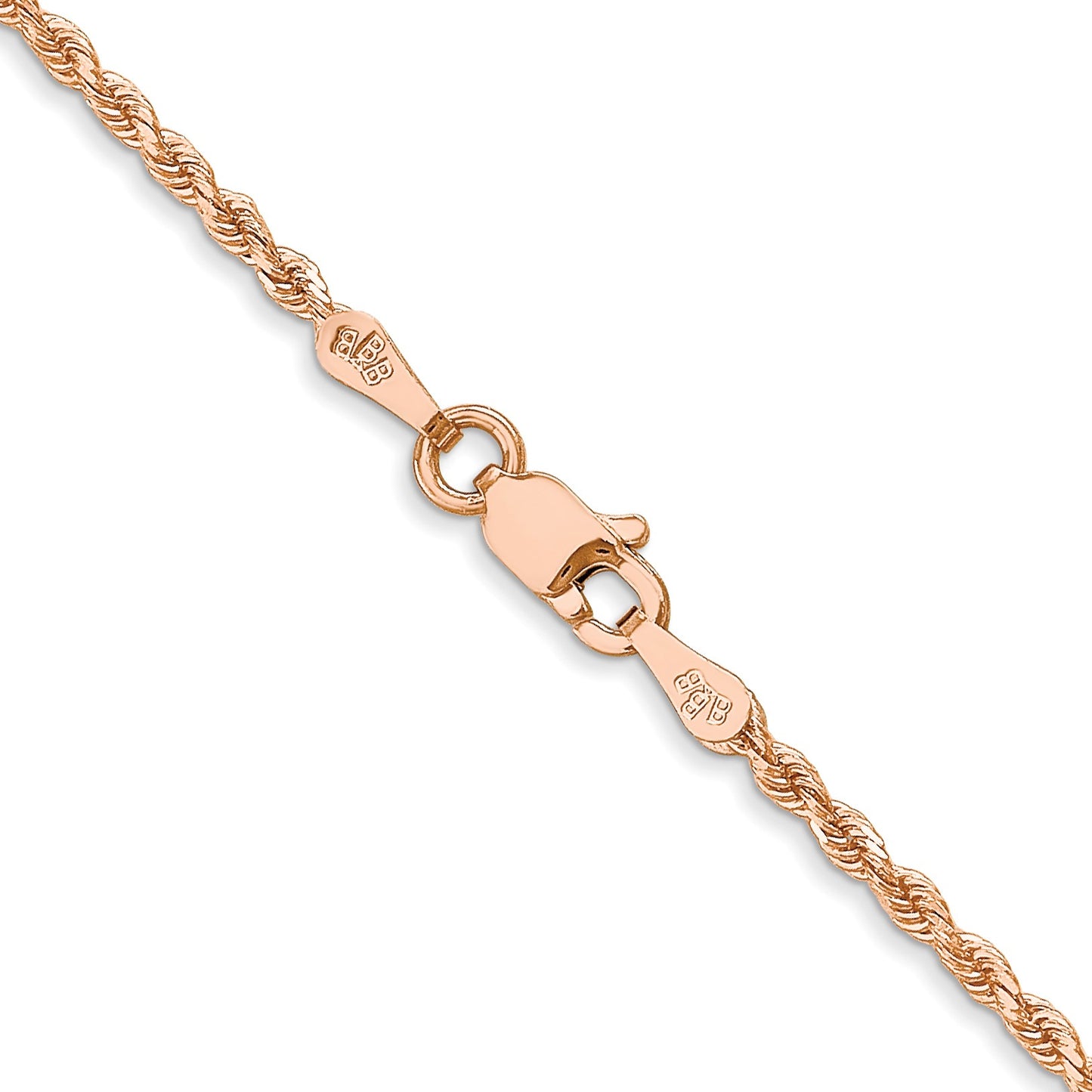 14K Rose Gold 20 inch 1.75mm Diamond-cut Rope with Lobster Clasp Chain