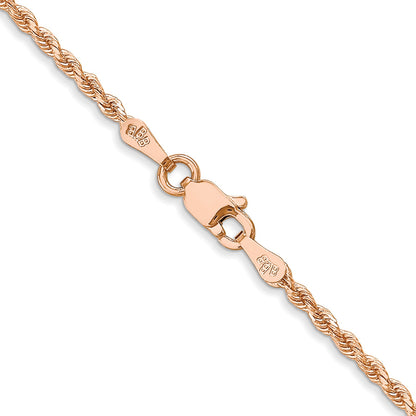 14K Rose Gold 20 inch 1.75mm Diamond-cut Rope with Lobster Clasp Chain