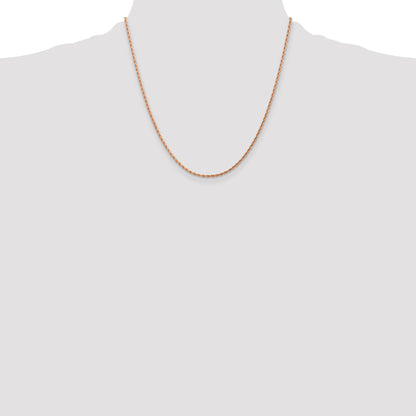 14K Rose Gold 20 inch 1.75mm Diamond-cut Rope with Lobster Clasp Chain