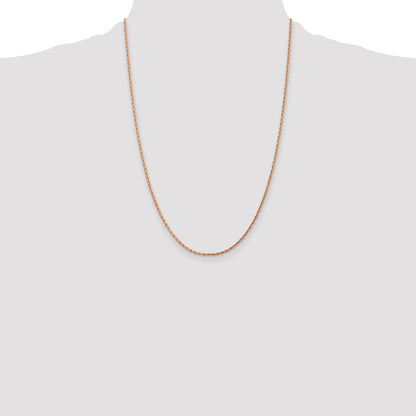 14K Rose Gold 24 inch 1.75mm Diamond-cut Rope with Lobster Clasp Chain