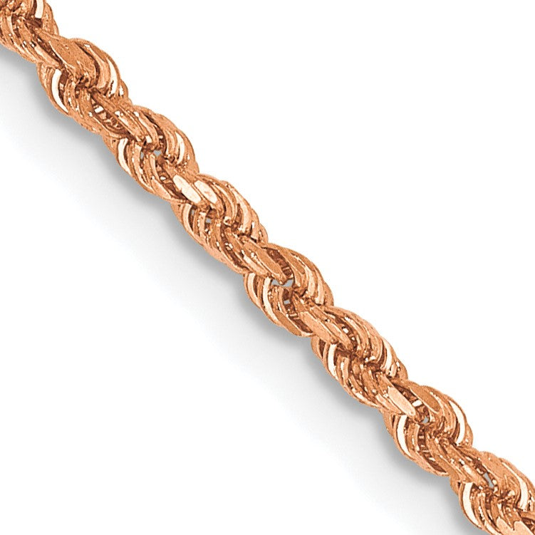 14K Rose Gold 20 inch 1.75mm Diamond-cut Rope with Lobster Clasp Chain