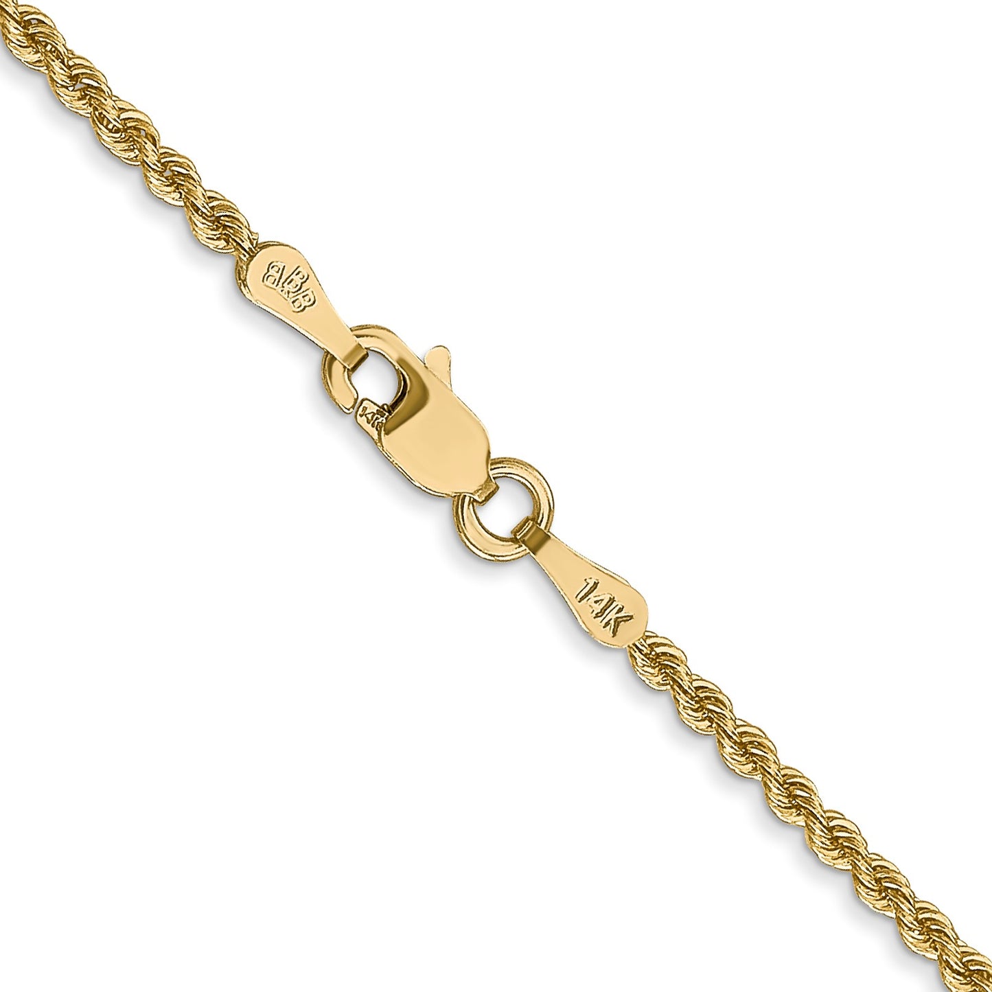14K 36 inch 2mm Regular Rope with Lobster Clasp Chain