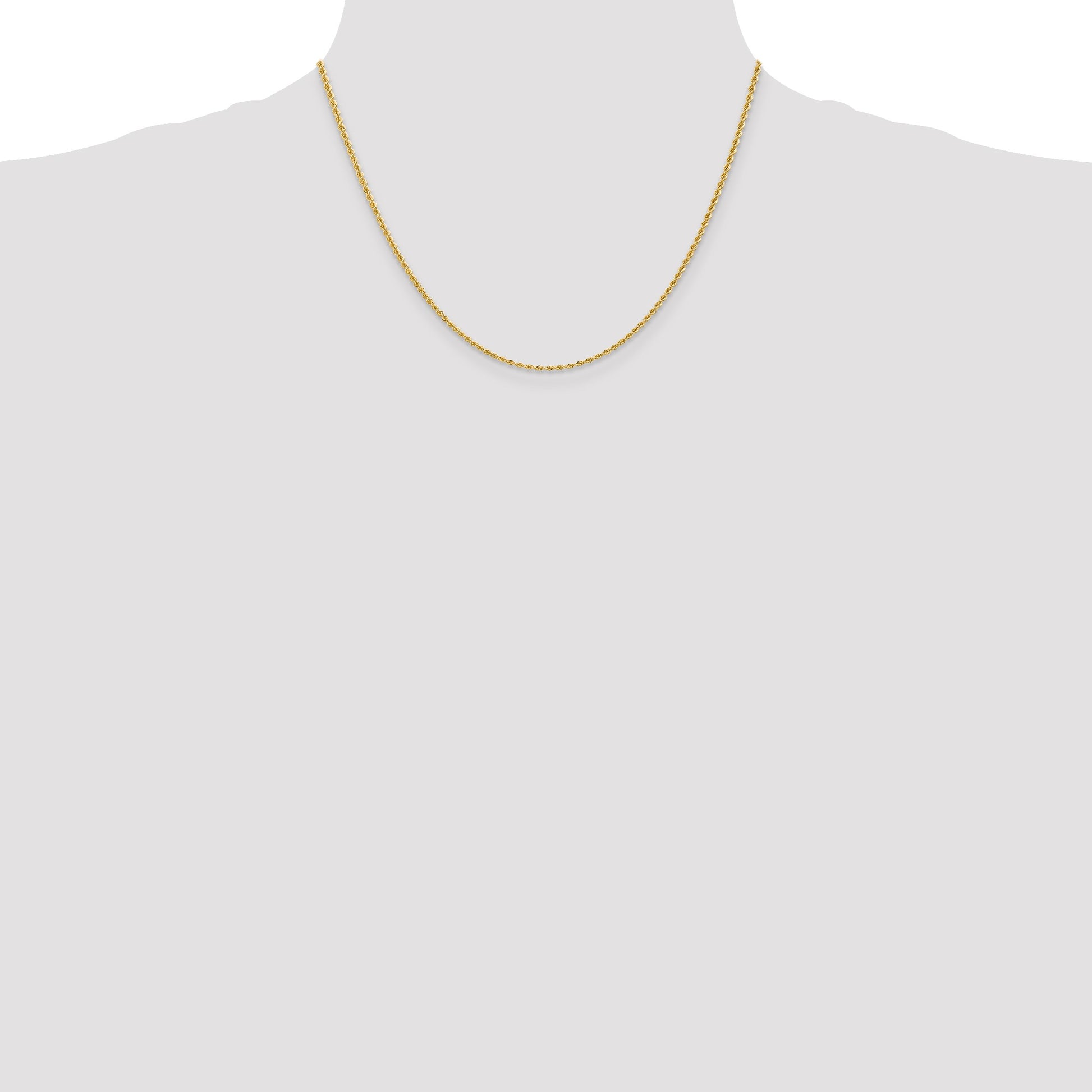 14K 18 inch 2mm Regular Rope with Lobster Clasp Chain