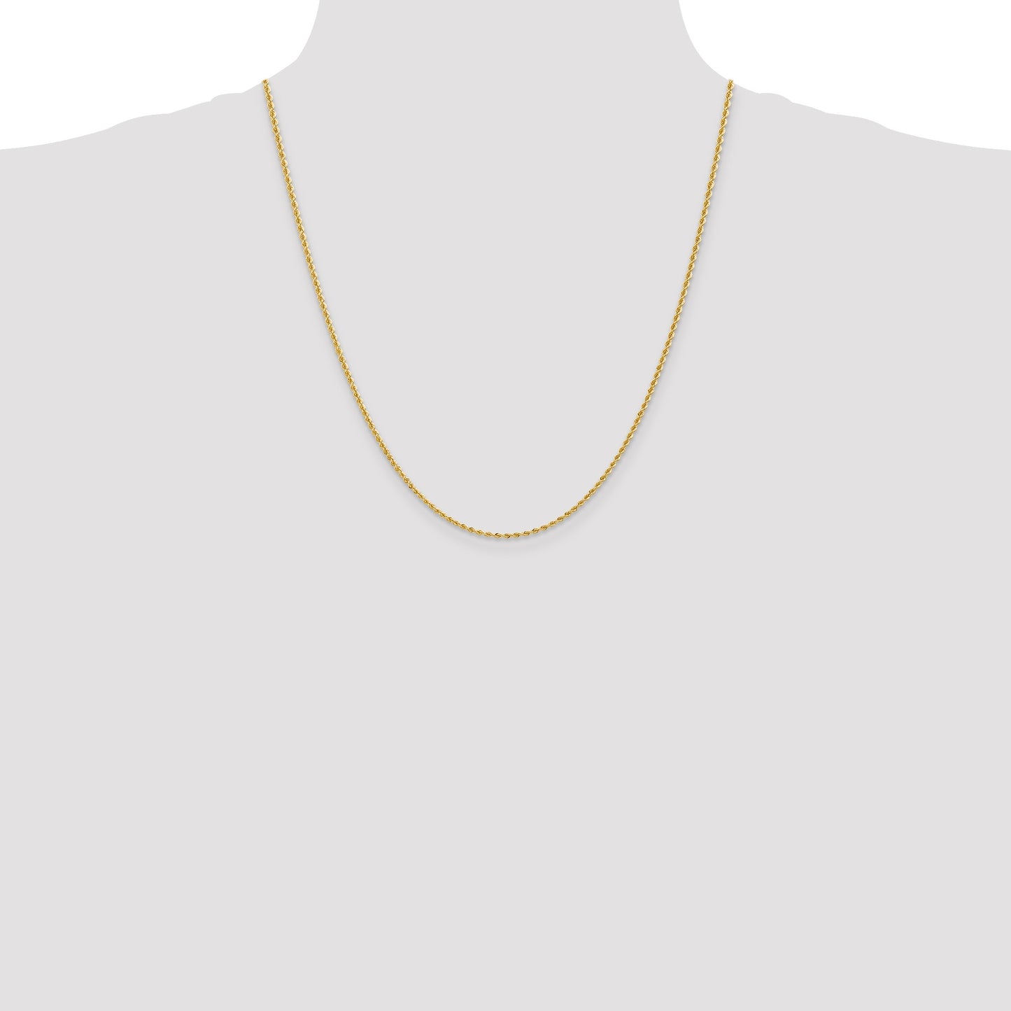 14K 22 inch 2mm Regular Rope with Lobster Clasp Chain