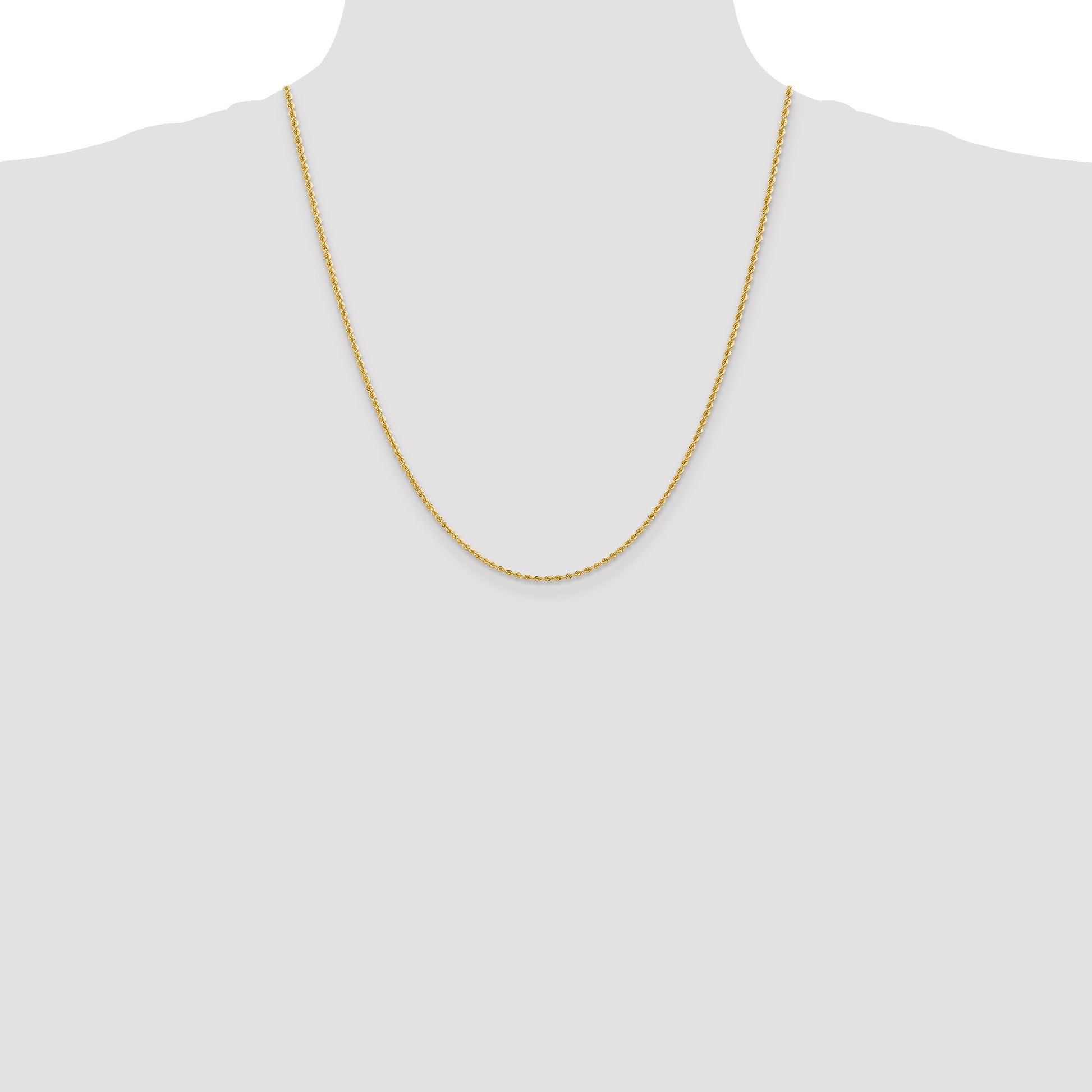 14K 22 inch 2mm Regular Rope with Lobster Clasp Chain