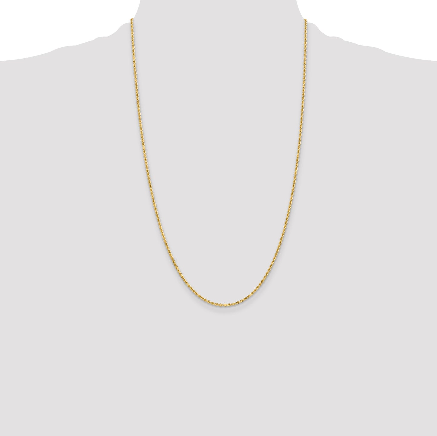 14K 26 inch 2mm Regular Rope with Lobster Clasp Chain