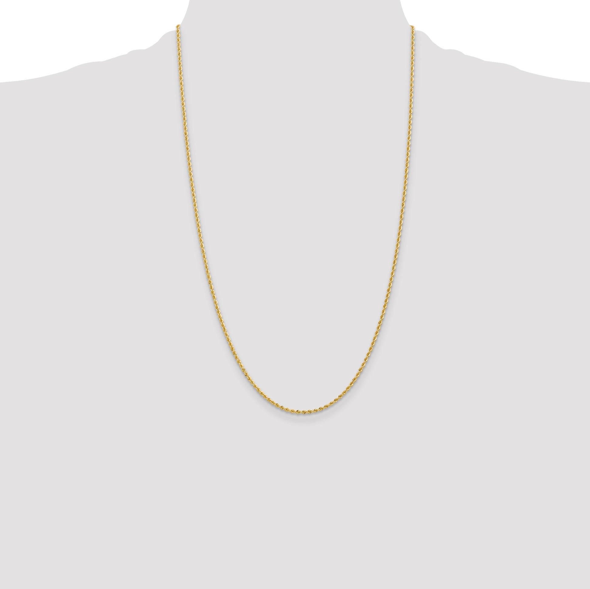 14K 26 inch 2mm Regular Rope with Lobster Clasp Chain