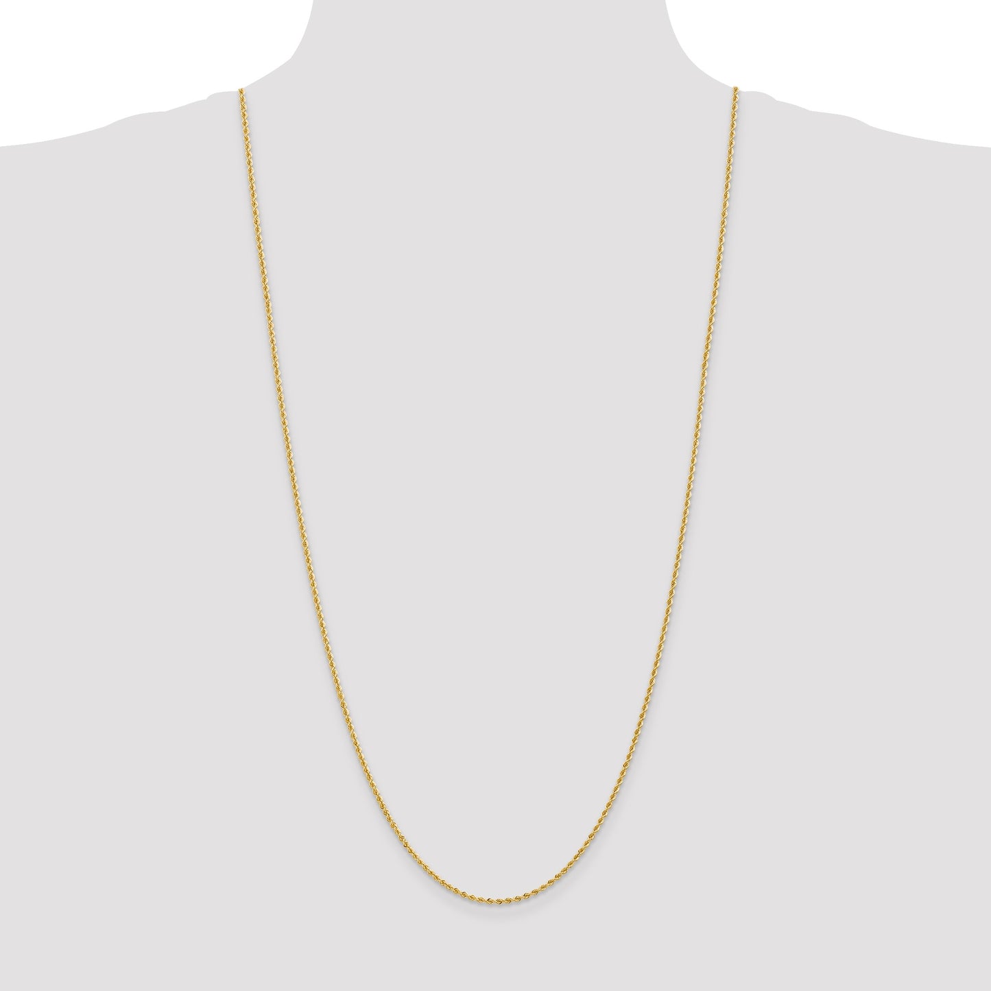 14K 30 inch 2mm Regular Rope with Lobster Clasp Chain