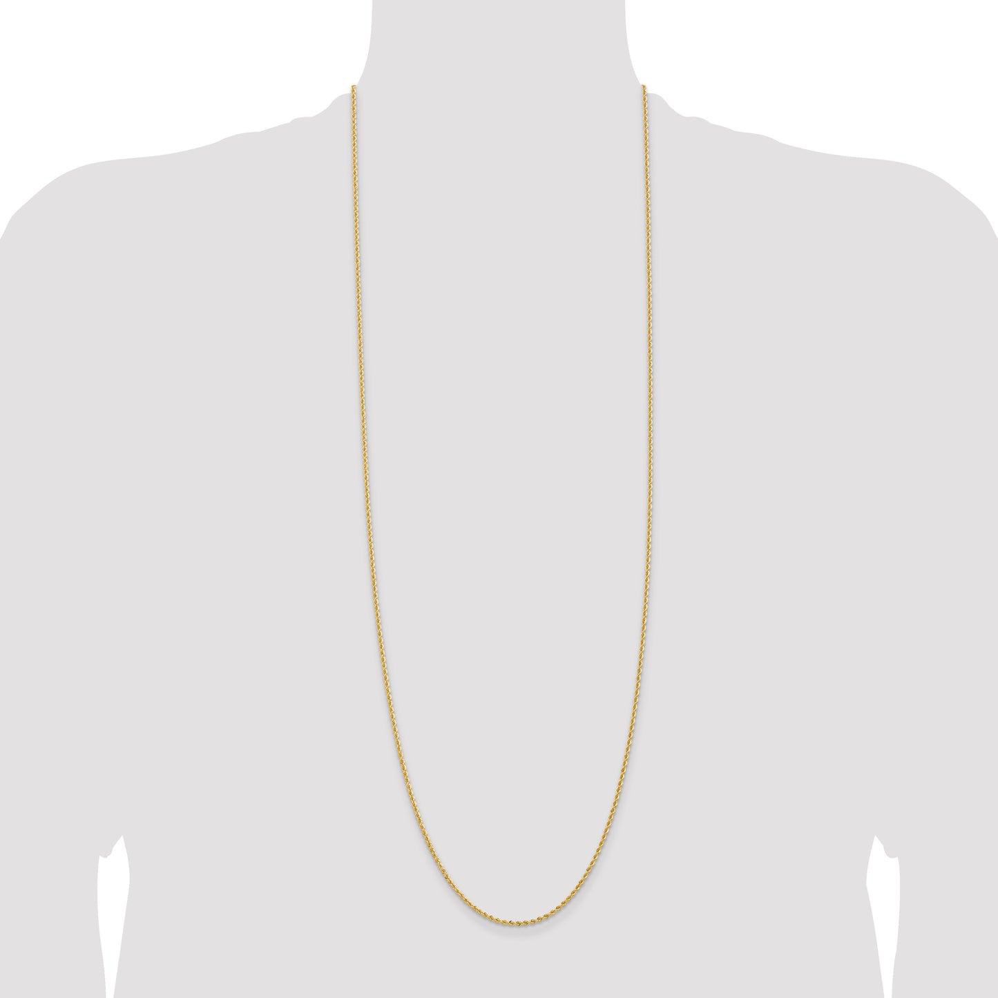 14K 36 inch 2mm Regular Rope with Lobster Clasp Chain
