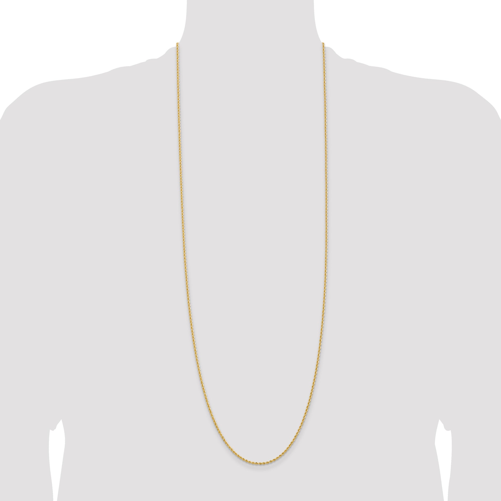 14K 36 inch 2mm Regular Rope with Lobster Clasp Chain