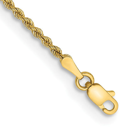 14K 9 inch 2mm Regular Rope with Lobster Clasp Anklet