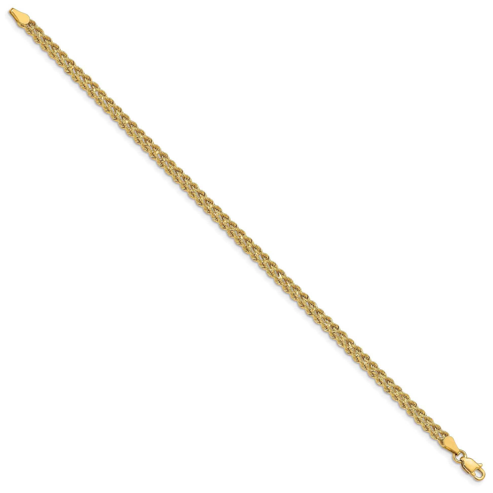 14k 3.75mm Wide Double Strand Rope 8 inch Bracelet
