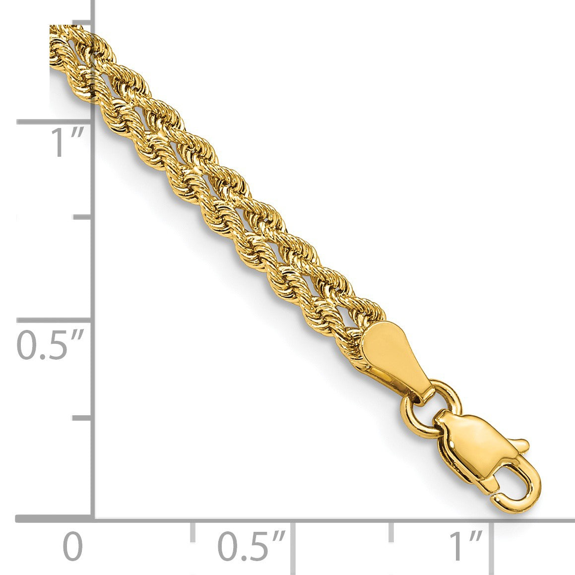 14k 3.75mm Wide Double Strand Rope 8 inch Bracelet