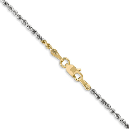 14K Tri-colored 18 inch 1.75mm Diamond-cut Rope with Lobster Clasp Chain