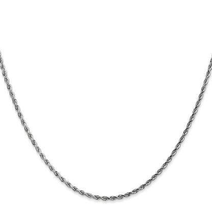 14K White Gold 26 inch 1.75mm Diamond-cut Rope with Lobster Clasp Chain