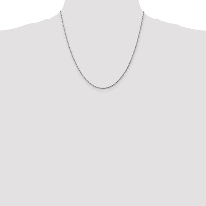 14K White Gold 20 inch 1.75mm Diamond-cut Rope with Lobster Clasp Chain