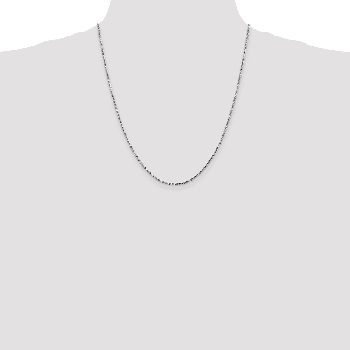14K White Gold 22 inch 1.75mm Diamond-cut Rope with Lobster Clasp Chain