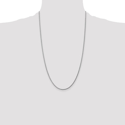 14K White Gold 26 inch 1.75mm Diamond-cut Rope with Lobster Clasp Chain