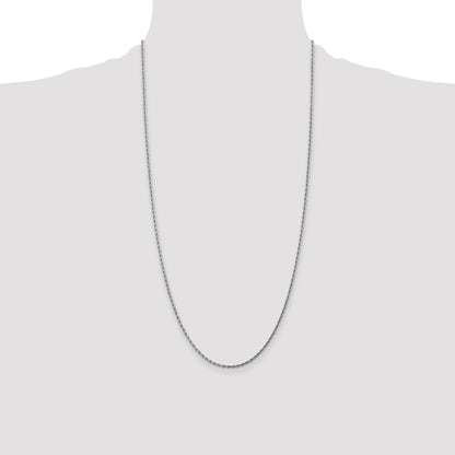 14K White Gold 28 inch 1.75mm Diamond-cut Rope with Lobster Clasp Chain