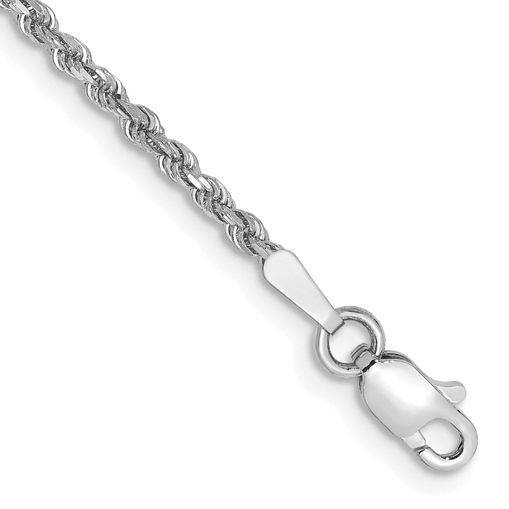 14K White Gold 10 inch 1.75mm Diamond-cut Rope with Lobster Clasp Anklet