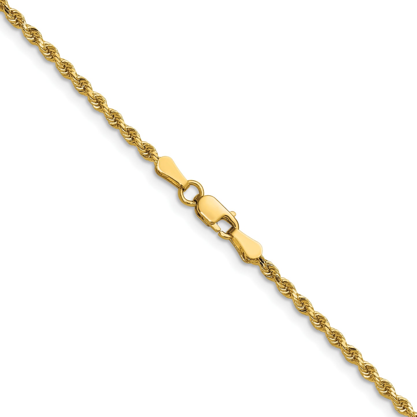 14K 28 inch 2mm Diamond-cut Rope with Lobster Clasp Chain