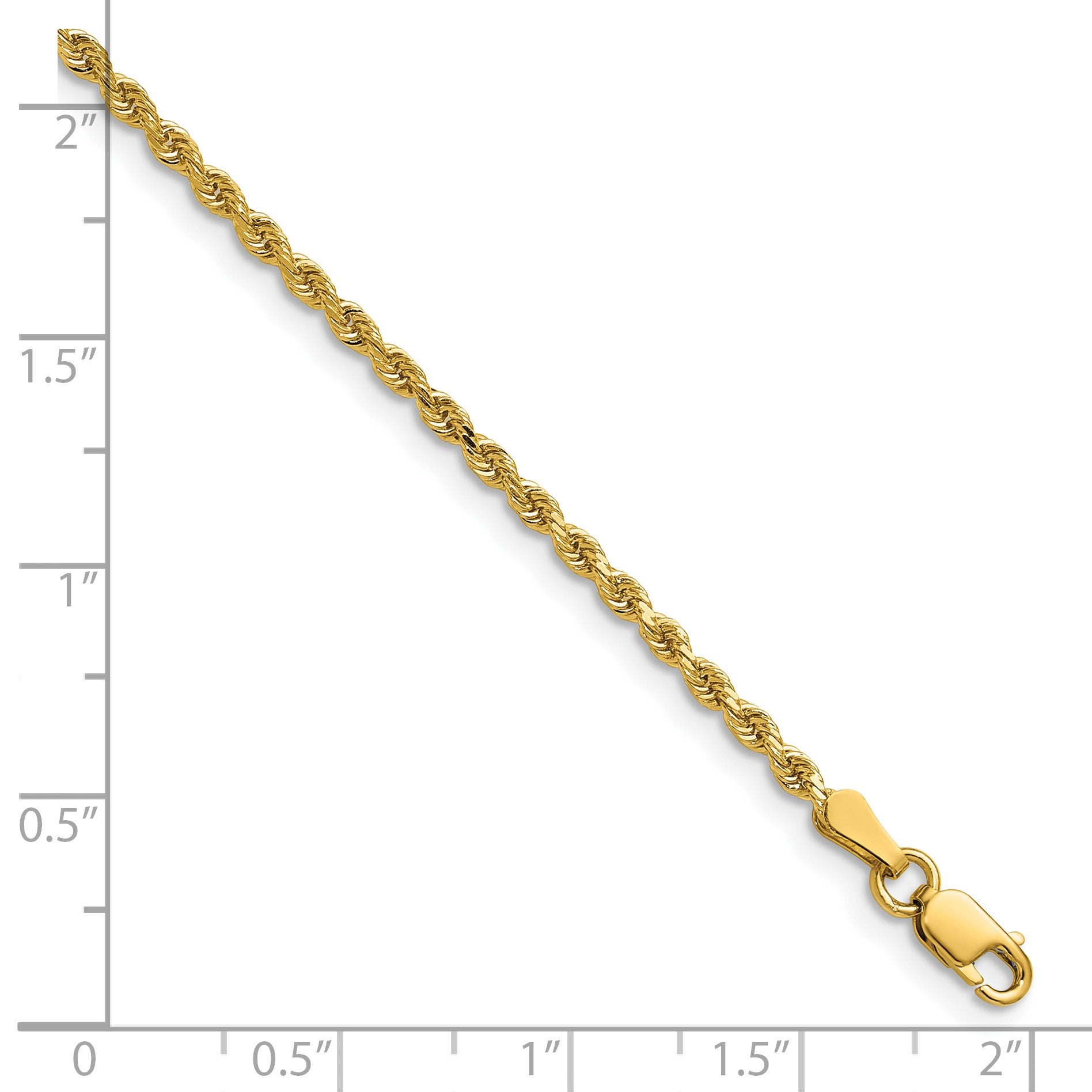 14K 20 inch 2mm Diamond-cut Rope with Lobster Clasp Chain