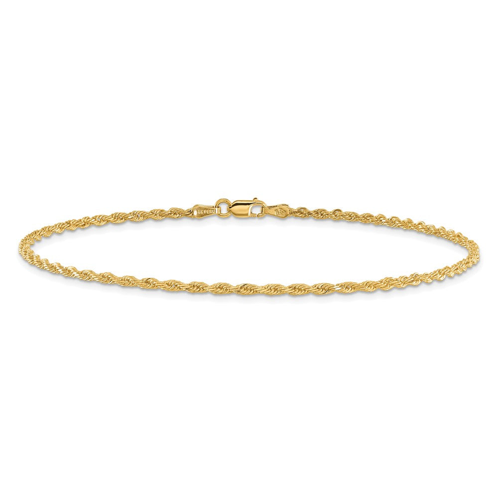 14K 10 inch 2mm Diamond-cut Rope with Lobster Clasp Anklet