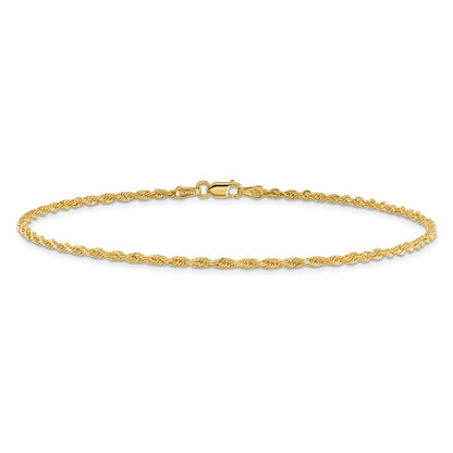 14K 10 inch 2mm Diamond-cut Rope with Lobster Clasp Anklet